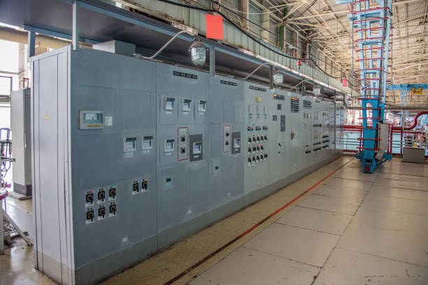 Industrial electrical switch gear panel of power plant or factory.