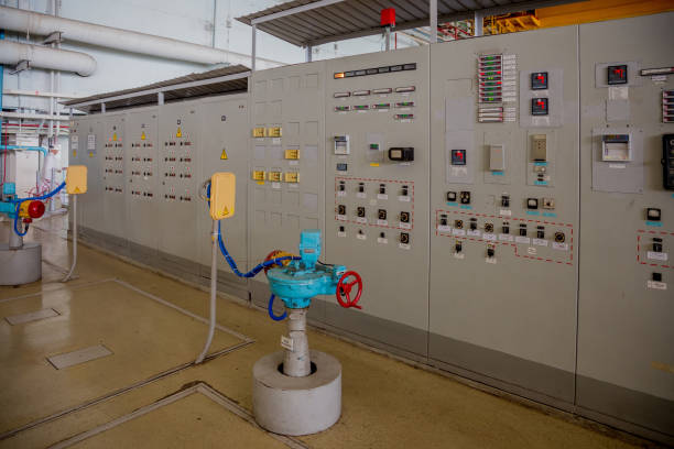 Industrial electrical switch gear panel of power plant or factory.
