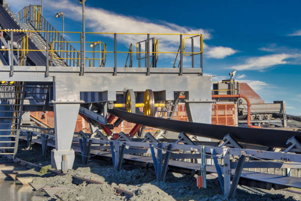 Diamond processing plant conveyor belt where kimberlite is crashed to recover diamonds, Botswana