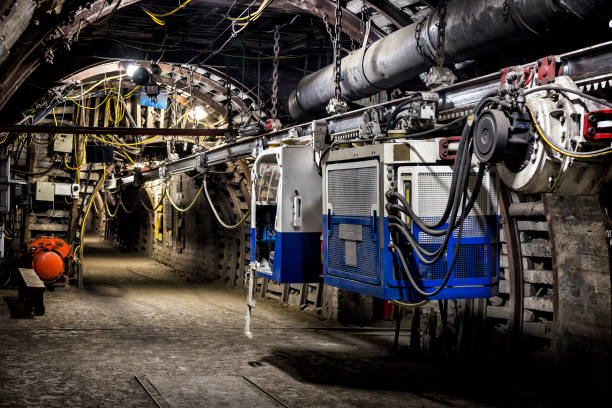 Coal mine underground corridor with overhead cable car system in Makoszowy coal mine, Poland