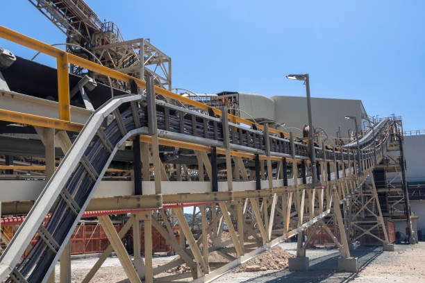 conveyor belt at sunset in a diamond mine in Botswana