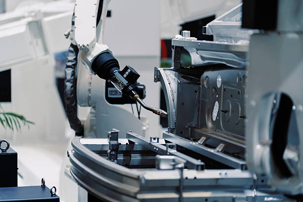 robot arm working in factory